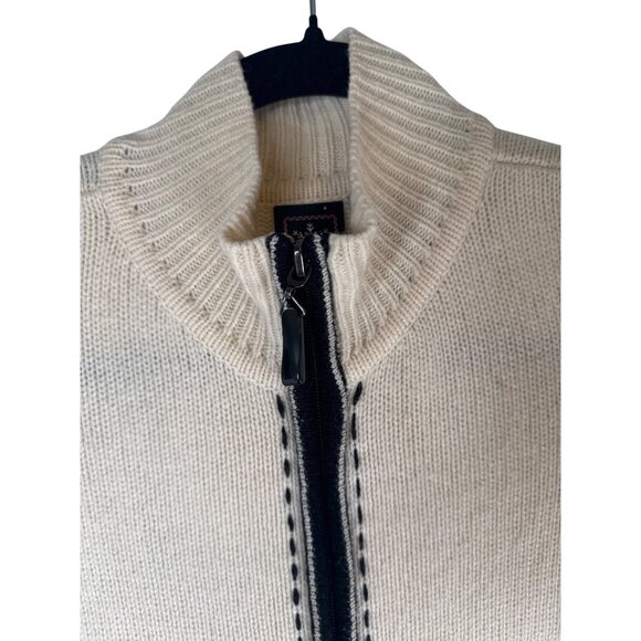 Skyr Womens Small Beige & Black Snowflake Lambs Wool Full-Zip Sweater - Picture 4 of 12